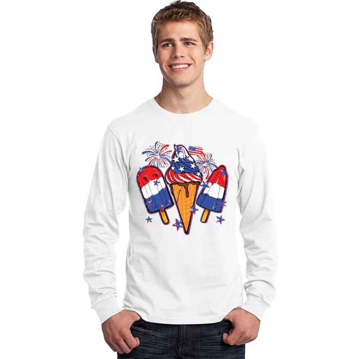 Funny 4th Of July Patriotic Popsicle Long Sleeve Shirt