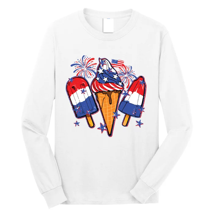 Funny 4th Of July Patriotic Popsicle Long Sleeve Shirt