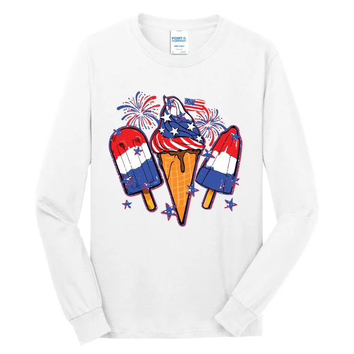 Funny 4th Of July Patriotic Popsicle Tall Long Sleeve T-Shirt