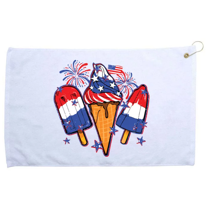 Funny 4th Of July Patriotic Popsicle Grommeted Golf Towel