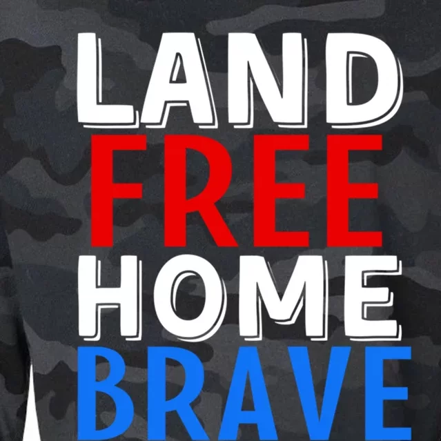 Freedom 4th Of July Veteran Land Free Home Brave Usa America Cool Gift Cropped Pullover Crew