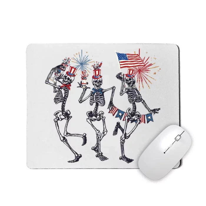 Funny 4th Of July Dancing Skeleton American Flag Mousepad