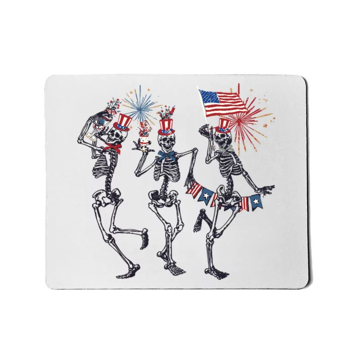 Funny 4th Of July Dancing Skeleton American Flag Mousepad