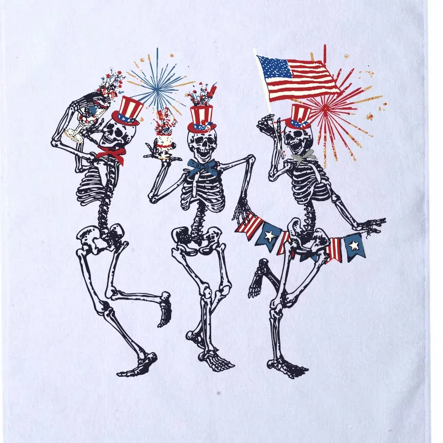 Funny 4th Of July Dancing Skeleton American Flag Platinum Collection Golf Towel