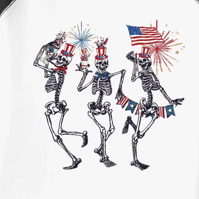 Funny 4th Of July Dancing Skeleton American Flag Infant Baby Jersey Bodysuit