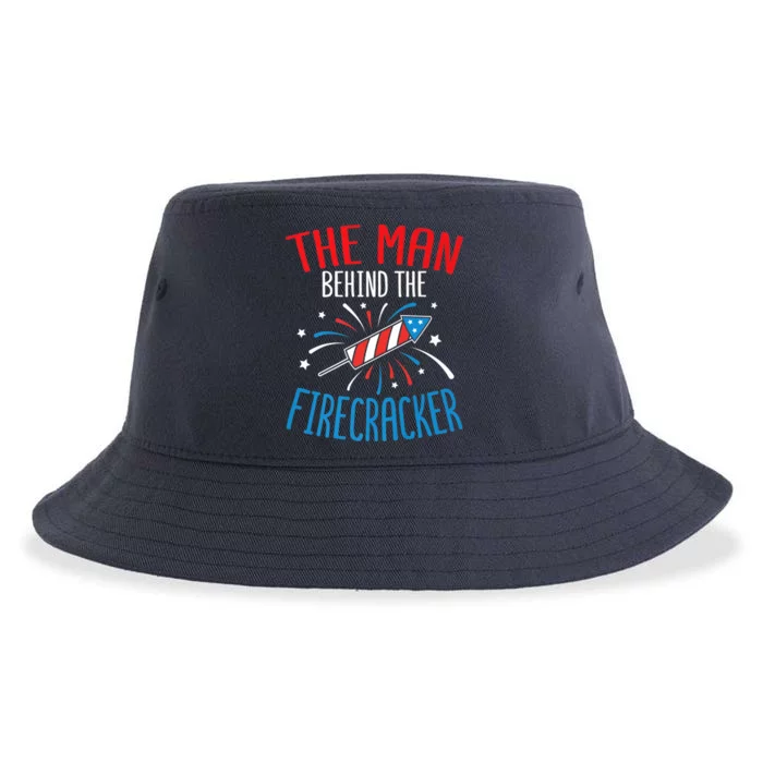 Funny 4th Of July Baby Shower The Man Behind The Firecracker Sustainable Bucket Hat