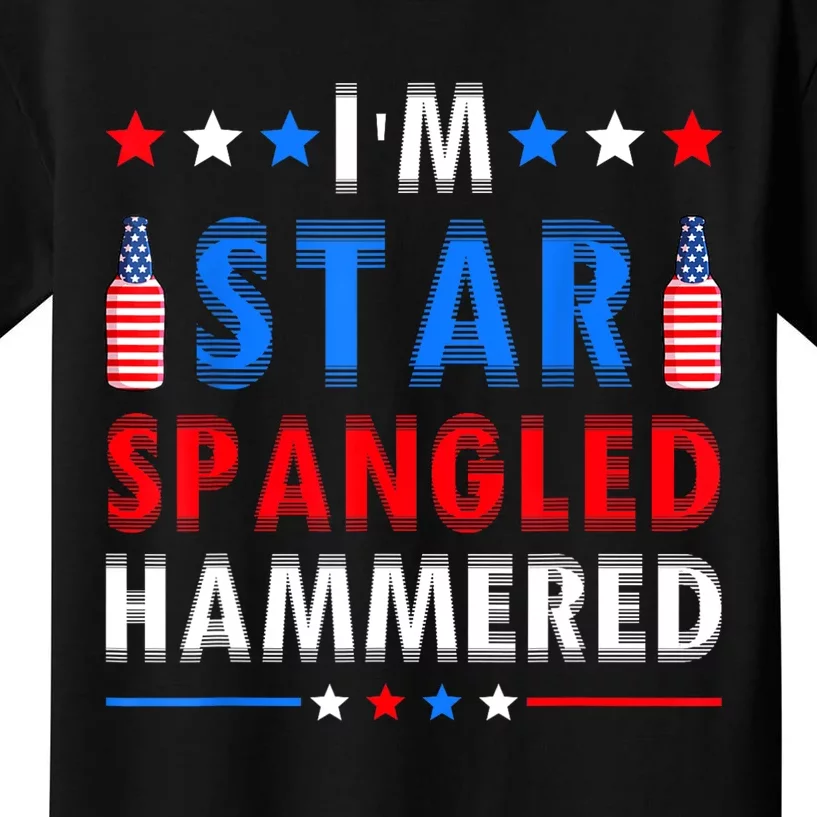 Funny 4th Of July IM Star Spangled Hammered Fourth Of July Kids T-Shirt