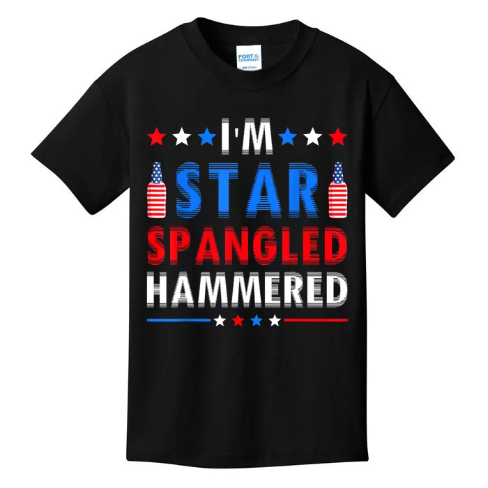 Funny 4th Of July IM Star Spangled Hammered Fourth Of July Kids T-Shirt