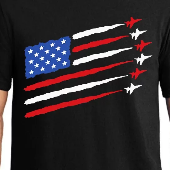 Funny 4th of July Fighter Jets USA American Flag Celebration Pajama Set