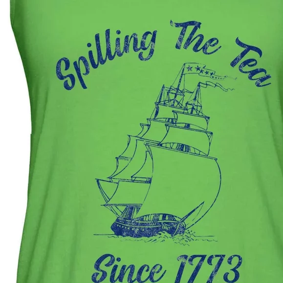 Fun 4th Of July Spilling The Tea Since 1773 History Teacher Ladies Essential Flowy Tank