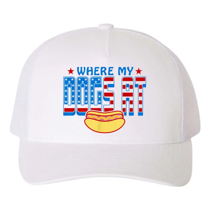 Funny 4th Of July Humor Hot Dog Lover Yupoong Adult 5-Panel Trucker Hat