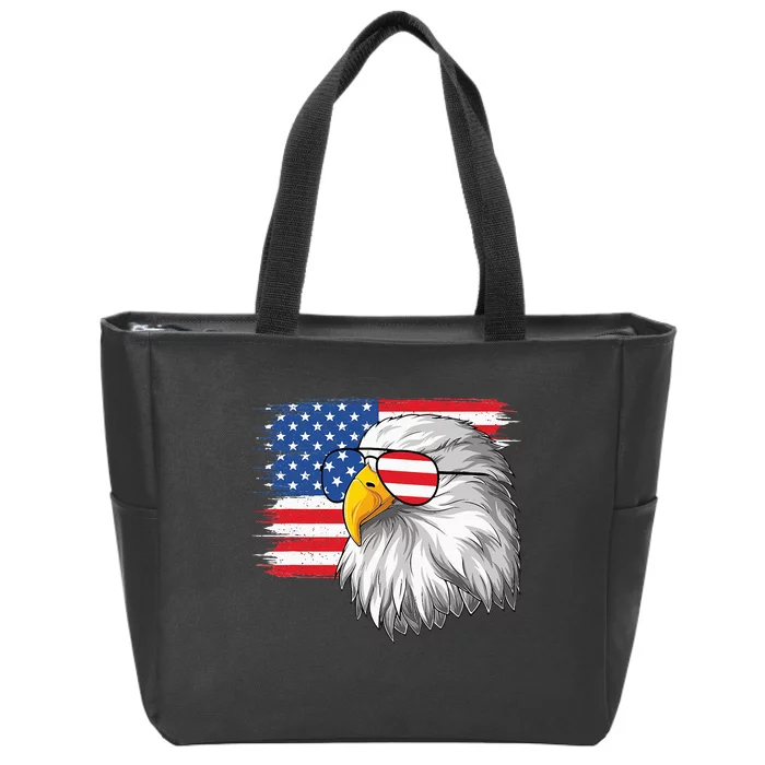 Funny 4th Of July American Flag Patriotic Eagle USA Zip Tote Bag