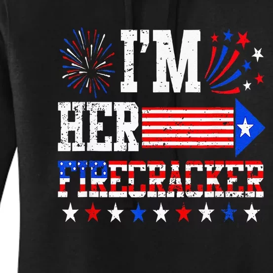 Funny 4th Of July Us Flag Couples Im Her Firecracker Women's Pullover Hoodie