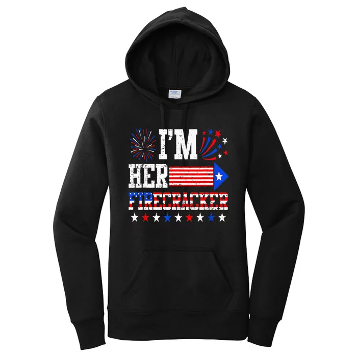 Funny 4th Of July Us Flag Couples Im Her Firecracker Women's Pullover Hoodie