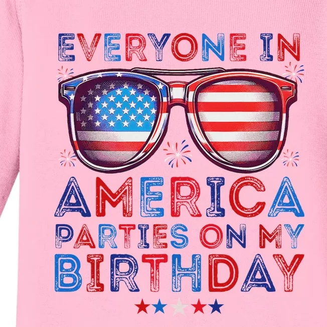 Funny 4th Of July Birthday Celebration Baby Long Sleeve Bodysuit