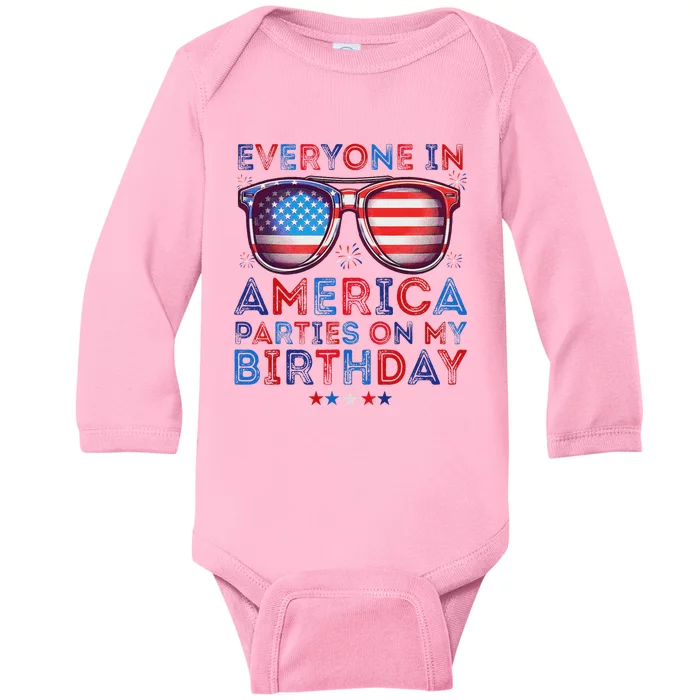 Funny 4th Of July Birthday Celebration Baby Long Sleeve Bodysuit