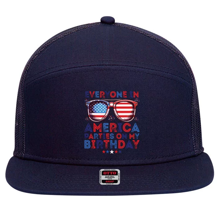 Funny 4th Of July Birthday Independence Day 7 Panel Mesh Trucker Snapback Hat