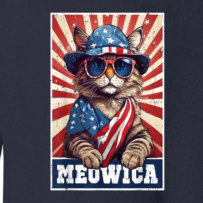 Funny 4th Of July Meowica 4th Of July Cat American Flag Cat Gift Toddler Sweatshirt