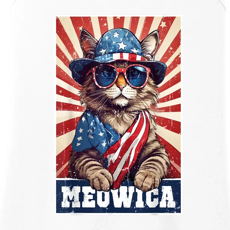 Funny 4th Of July Meowica 4th Of July Cat American Flag Cat Gift Ladies Essential Tank