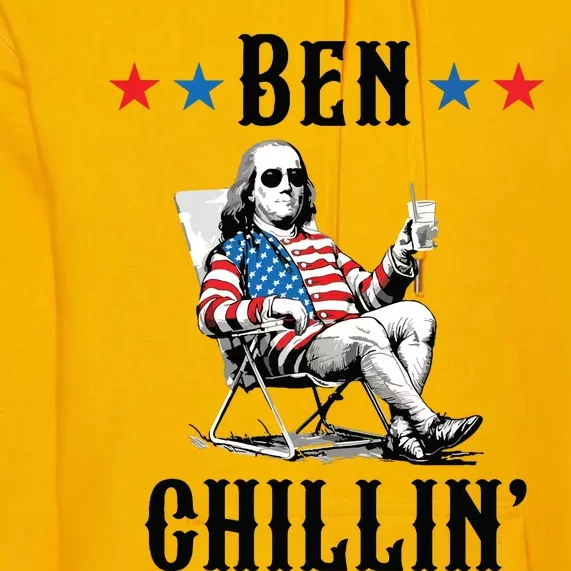 Funny 4th Of July Ben Chillin Ben Franklin Relaxing Premium Hoodie