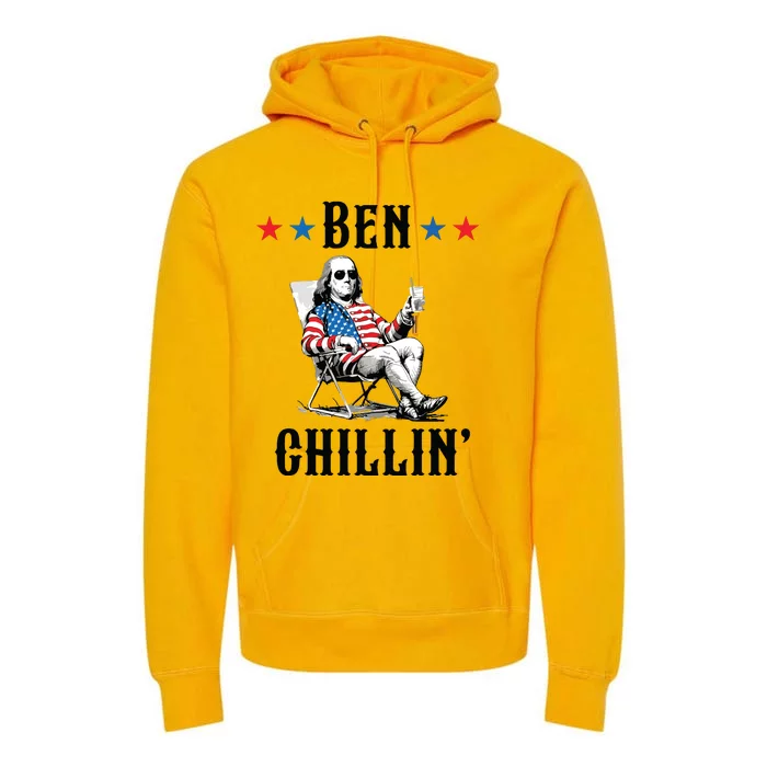 Funny 4th Of July Ben Chillin Ben Franklin Relaxing Premium Hoodie