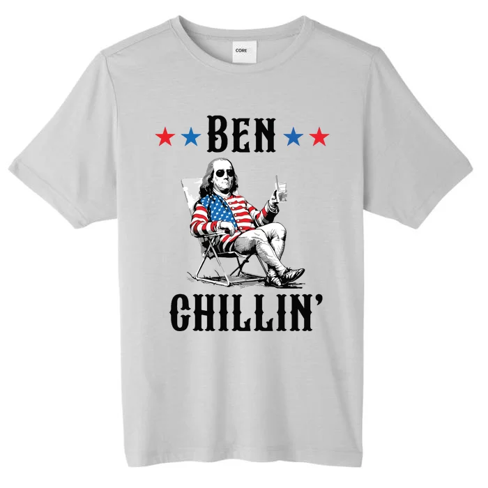 Funny 4th Of July Ben Chillin Ben Franklin Relaxing ChromaSoft Performance T-Shirt