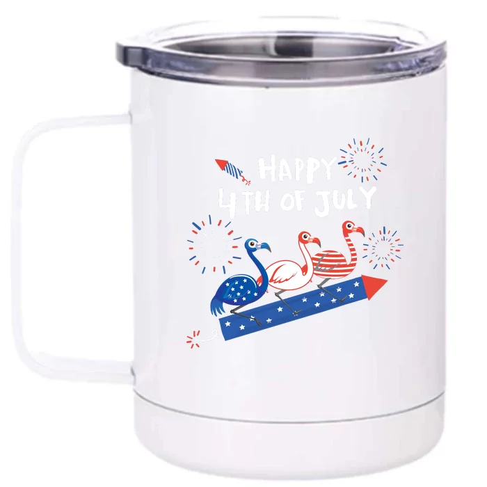 Flamingo 4th Of July Flamingos Front & Back 12oz Stainless Steel Tumbler Cup