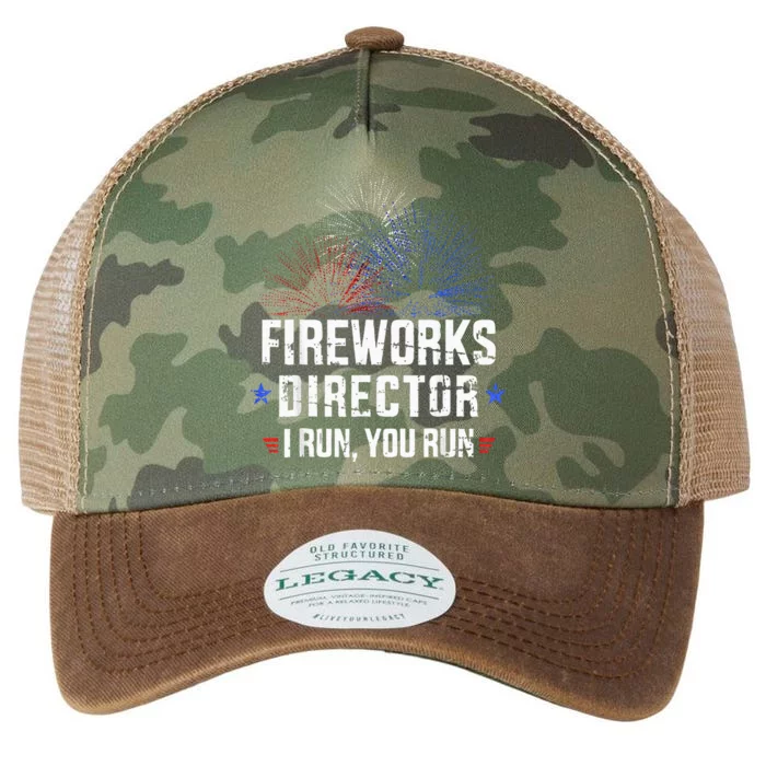 Funny 4th Of July Fireworks Director I Run You Run Legacy Tie Dye Trucker Hat