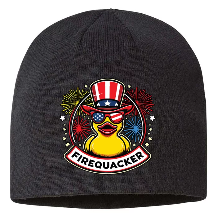 Firequacker 4th Of July Rubber Duck Usa Flag 8 1/2in Sustainable Knit Beanie