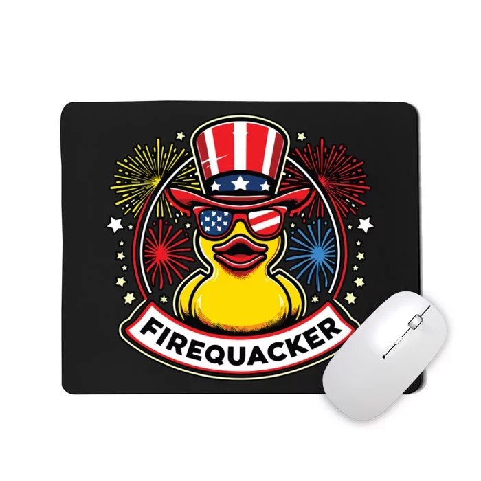 Firequacker 4th Of July Rubber Duck Usa Flag Mousepad