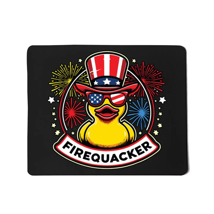 Firequacker 4th Of July Rubber Duck Usa Flag Mousepad