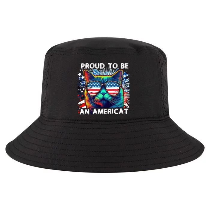 Funny 4th Of July Cat | Proud To Be An Americat Cool Comfort Performance Bucket Hat