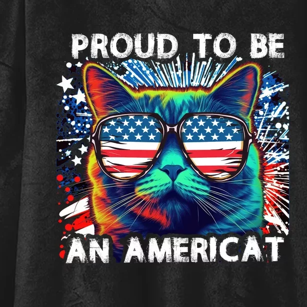 Funny 4th Of July Cat | Proud To Be An Americat Hooded Wearable Blanket