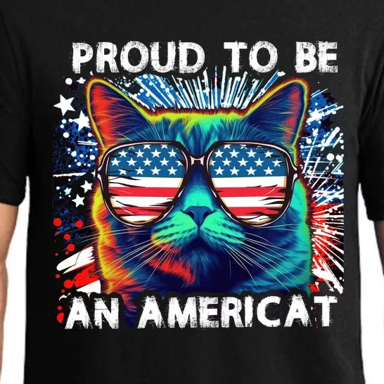 Funny 4th Of July Cat | Proud To Be An Americat Pajama Set