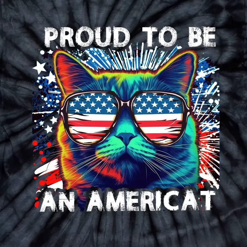 Funny 4th Of July Cat | Proud To Be An Americat Tie-Dye T-Shirt