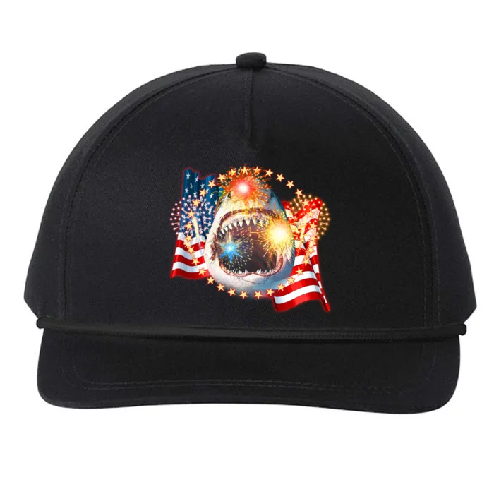 Fourth 4th Of July Fireworks Shark Snapback Five-Panel Rope Hat