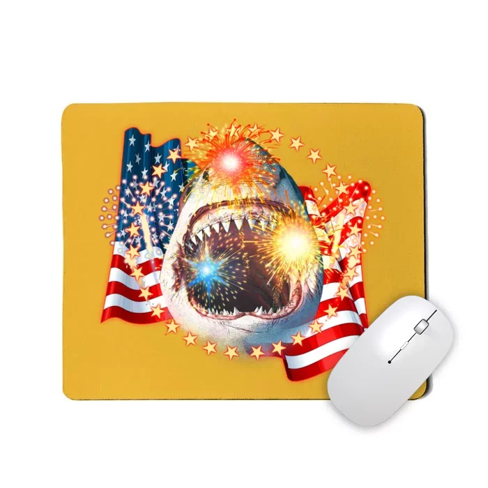 Fourth 4th Of July Fireworks Shark Mousepad