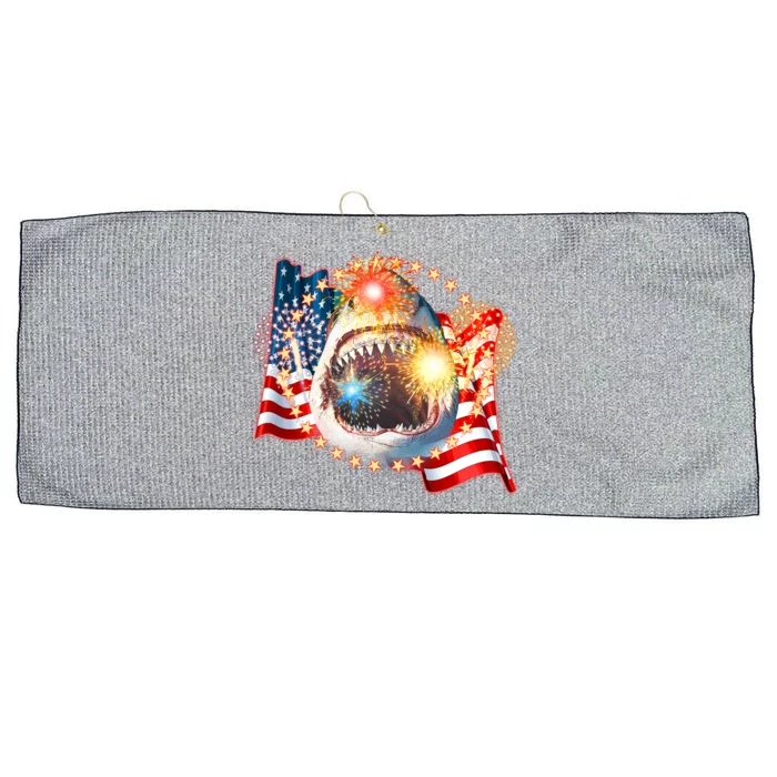 Fourth 4th Of July Fireworks Shark Large Microfiber Waffle Golf Towel