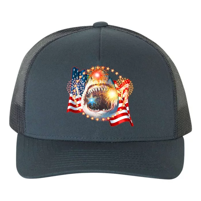 Fourth 4th Of July Fireworks Shark Yupoong Adult 5-Panel Trucker Hat