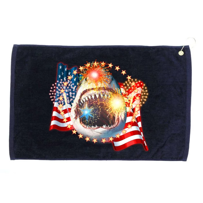 Fourth 4th Of July Fireworks Shark Grommeted Golf Towel