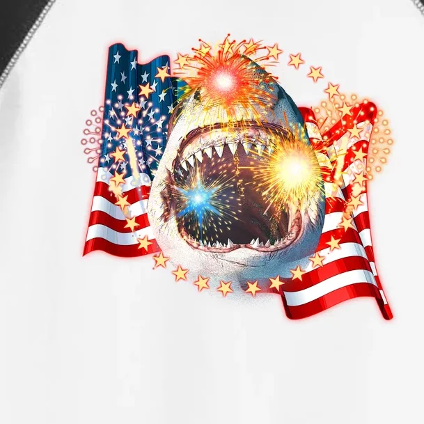 Fourth 4th Of July Fireworks Shark Toddler Fine Jersey T-Shirt