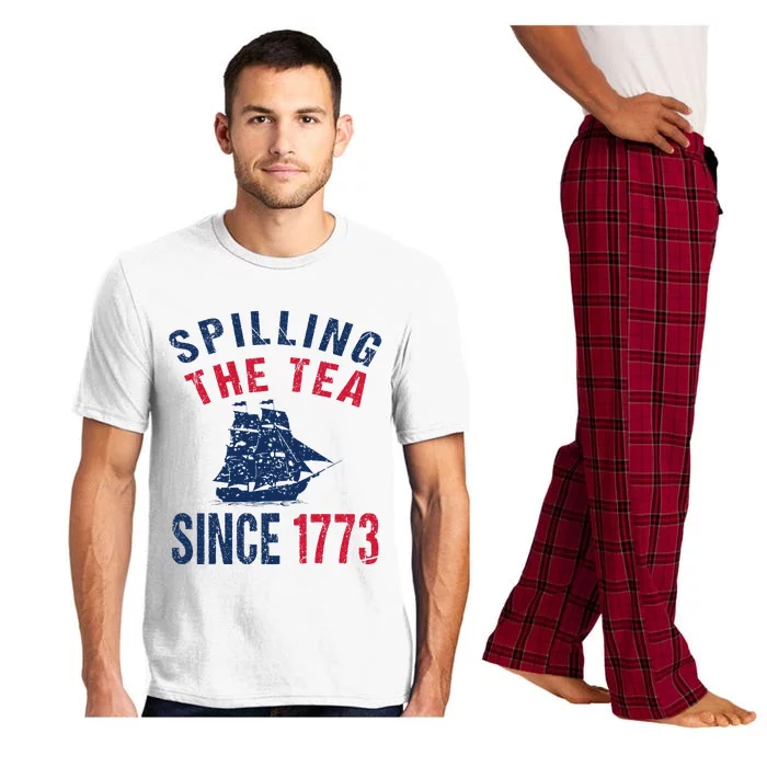 Fun 4th Of July Spilling The Tea Since 1773 History Teacher Pajama Set