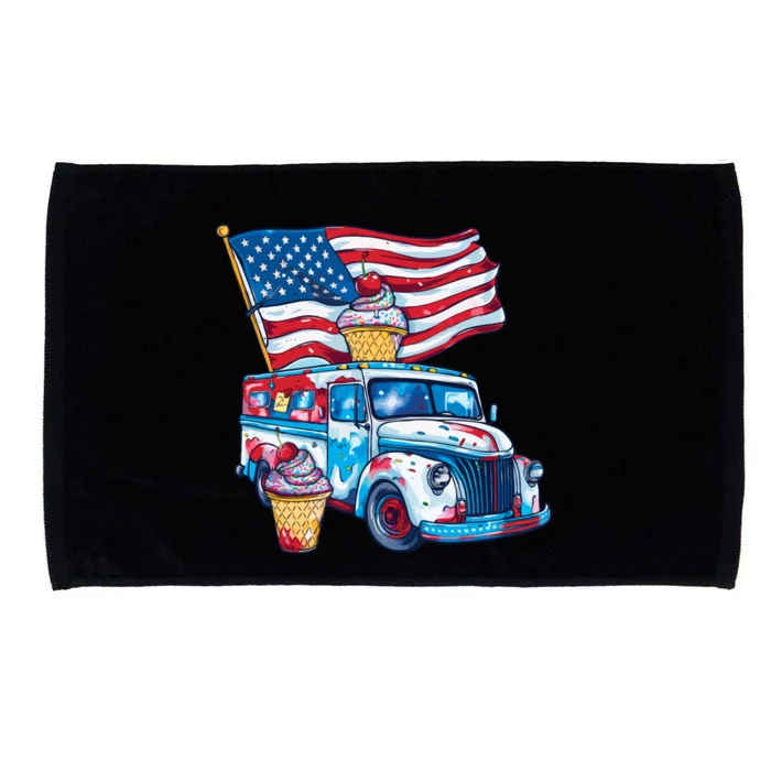 Funny 4th Of July Ice Creams Lovers And American Flag Design Cool Gift Microfiber Hand Towel