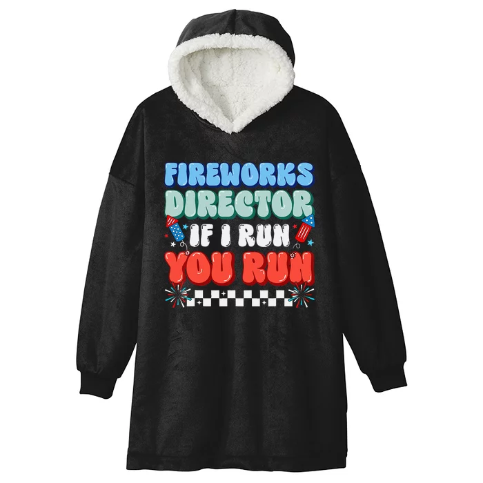 Funny 4th of July  Fireworks Director USA Hooded Wearable Blanket