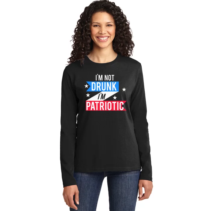 Funny 4th of July Beer Design Patriotic America Celebration Ladies Long Sleeve Shirt