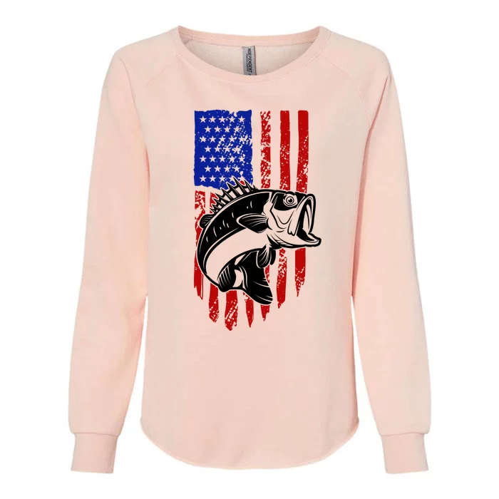 Fishing 4th Of July USA Flag Womens California Wash Sweatshirt