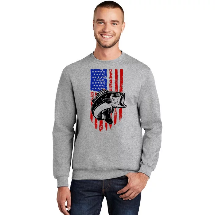 Fishing 4th Of July USA Flag Tall Sweatshirt