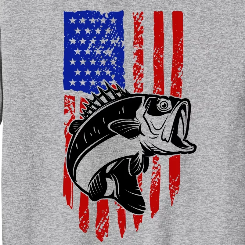 Fishing 4th Of July USA Flag Tall Sweatshirt