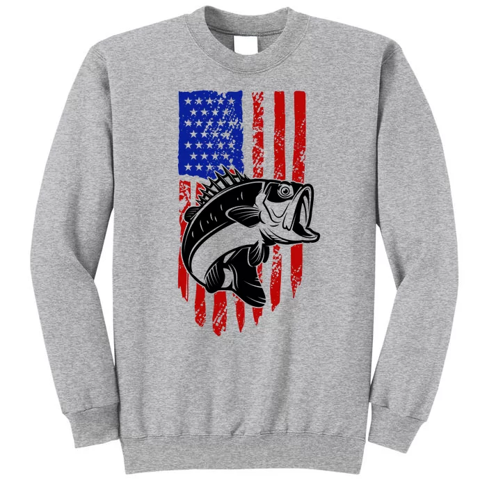 Fishing 4th Of July USA Flag Tall Sweatshirt