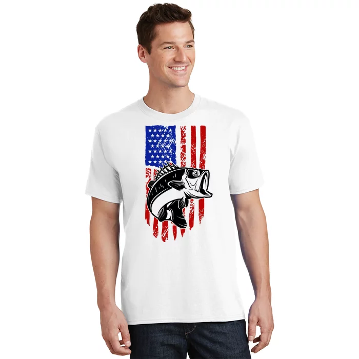 Fishing 4th Of July USA Flag T-Shirt